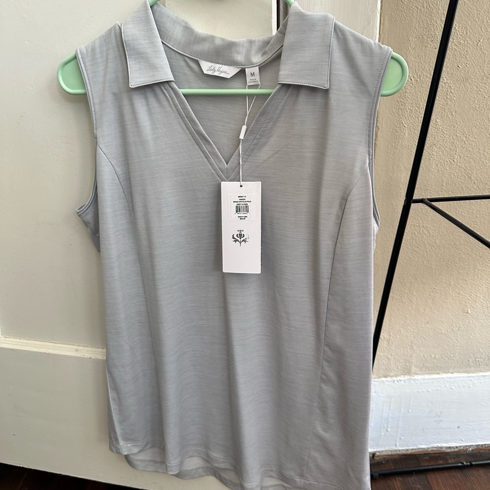 Lady Hagen Silver Sleeveless V-Neck Golf Shirt
